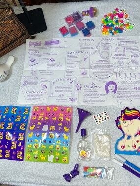Lisa Frank Vintage Sticker Stamp Jewelry Hair Locket Stationary Lot